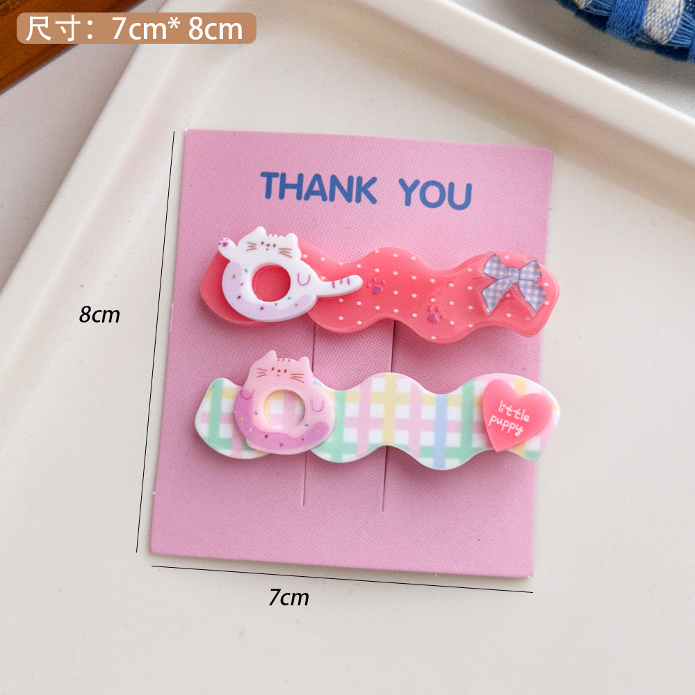 Bộ 2 kẹp tóc mái hình mèo và họa tiết đáng yêu