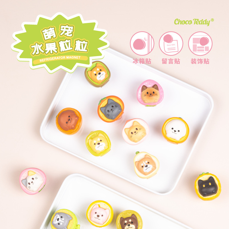Blind box hình mèo hoa quả dạng nam châm gắn tủ lạnh