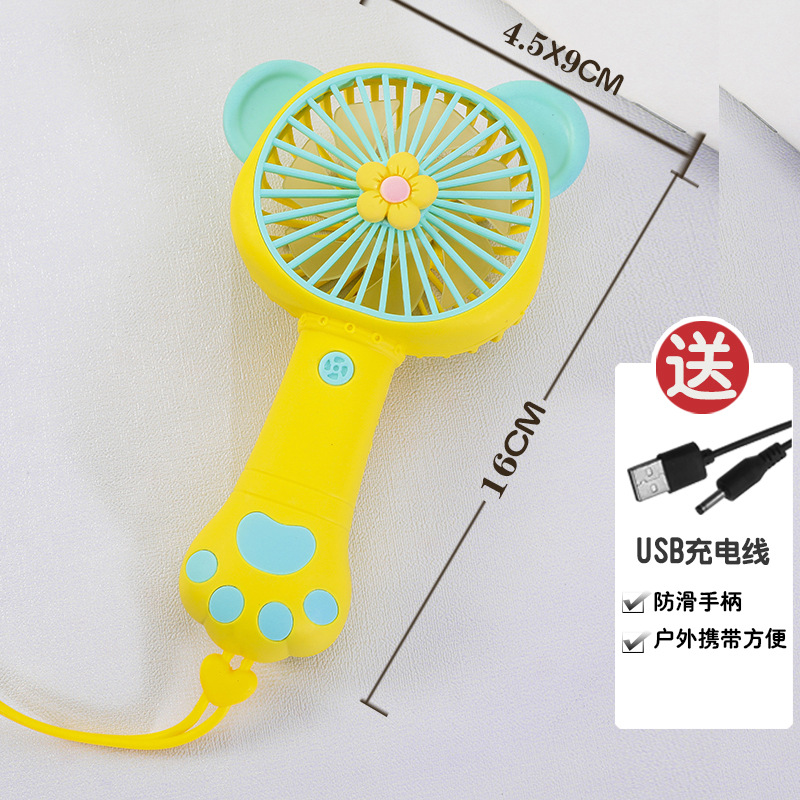 Quạt mini cầm tay hình tai và chân mèo, cổng sạc usb