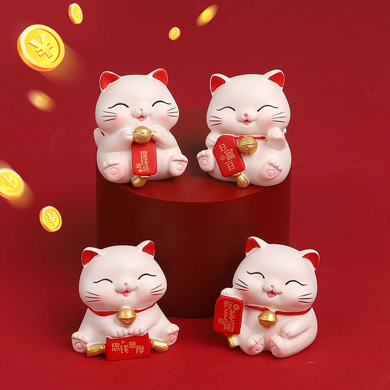 Mèo thần tài bé trang trí xe hơi, bàn làm việc