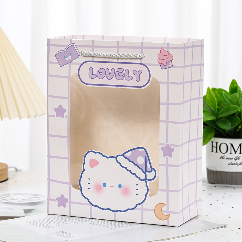 Túi quà có lớp bóng kính trong suốt hình mèo đội mũ