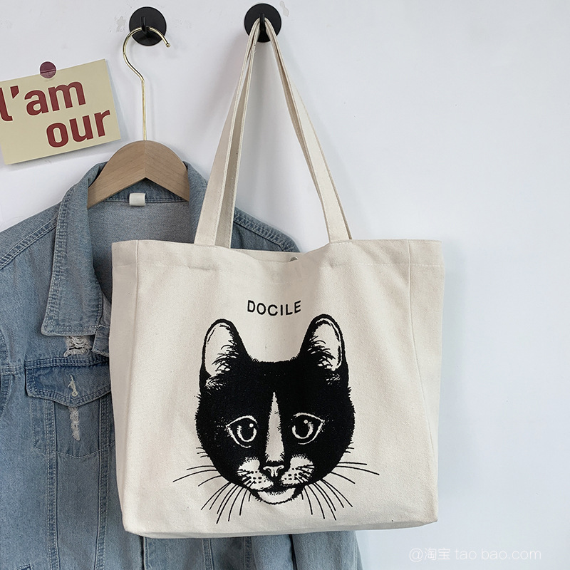 Túi tote hoạ tiết mèo phong cách Nhật Bản