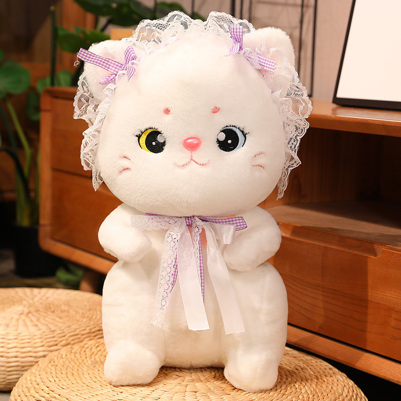 Mèo bông trắng thắt nơ phong cách Lolita 40cm