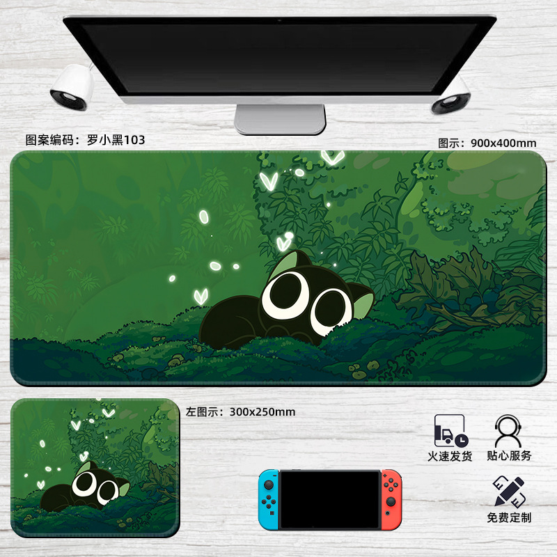 Lót chuột mèo đen tai xanh size 30x25cm (3 mẫu)