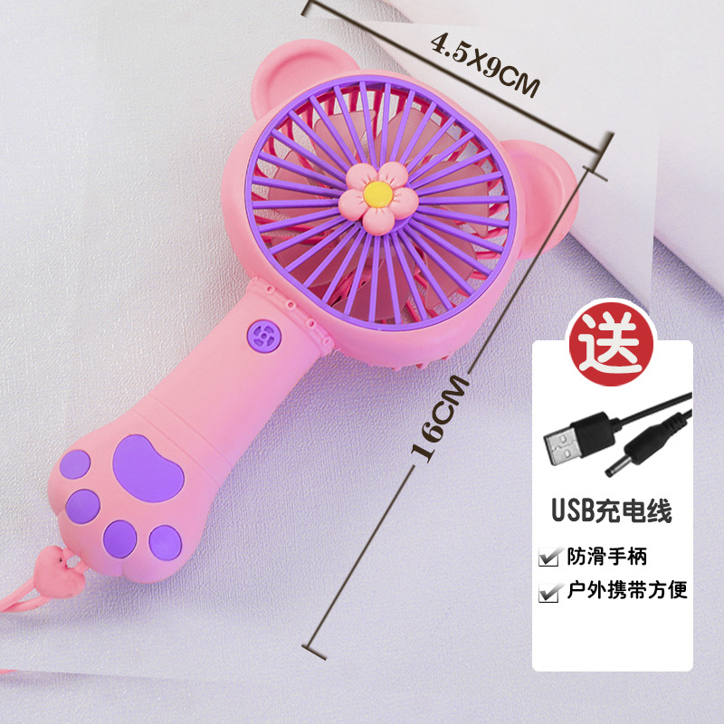 Quạt mini cầm tay hình tai và chân mèo, cổng sạc usb