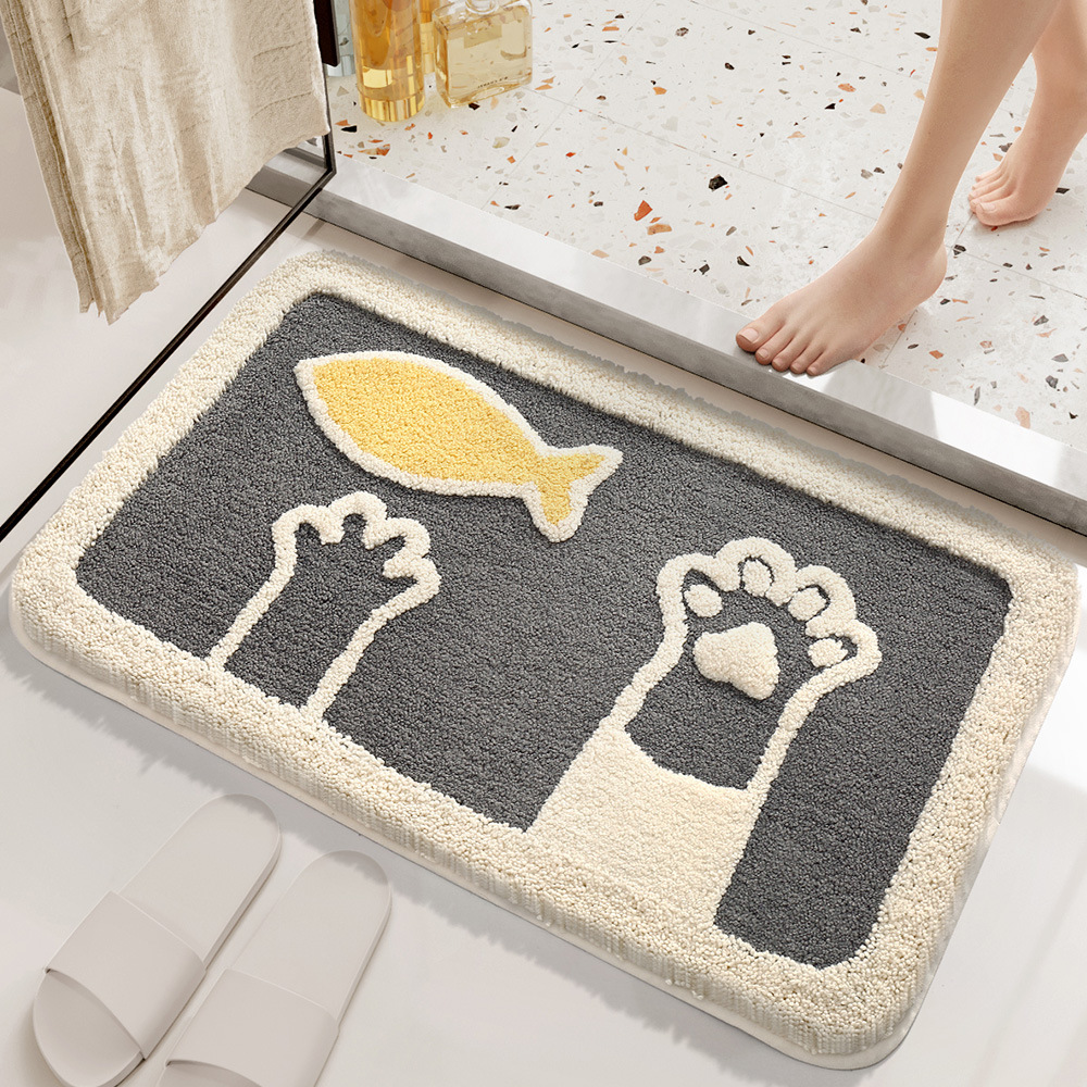 Thảm lông, cao su chống trượt hình mèo sz 40x60cm