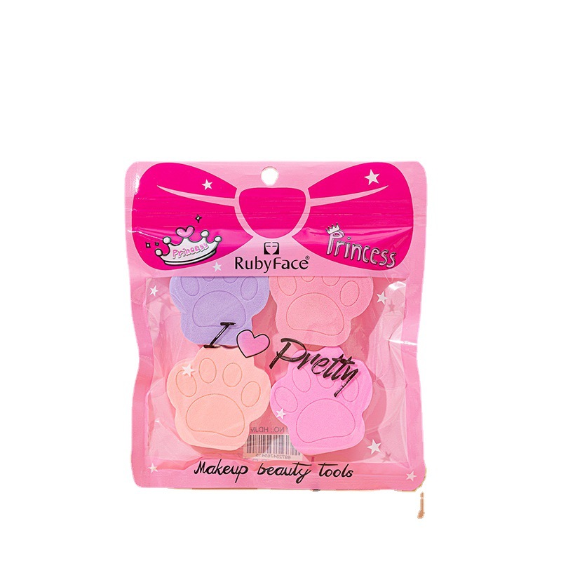 Mút trang điểm hình chân mèo RUBYFACE (túi 4c)
