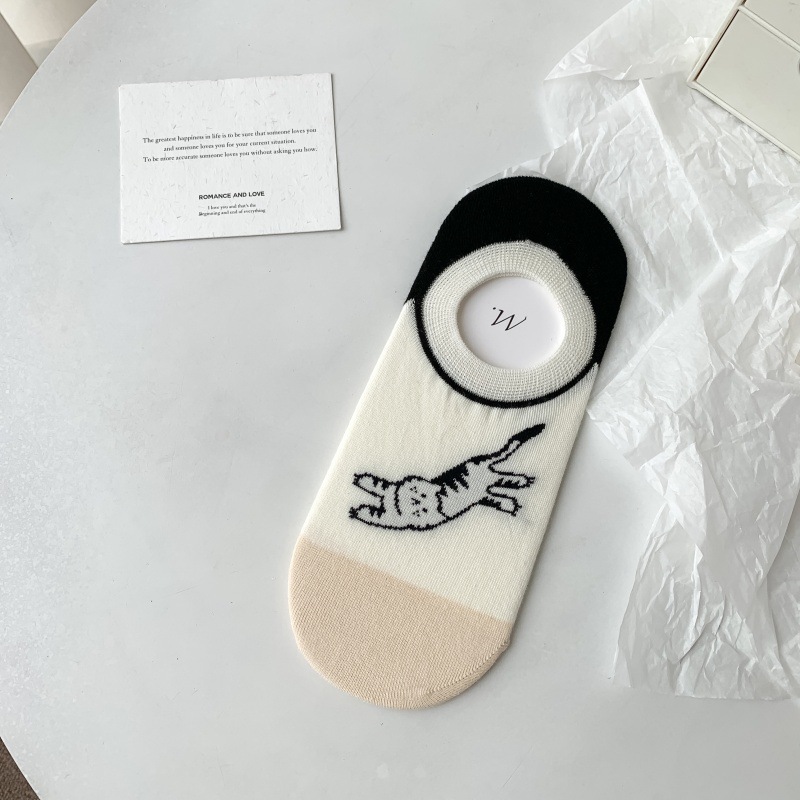 Tất ngắn cotton hoạ tiết hình mèo