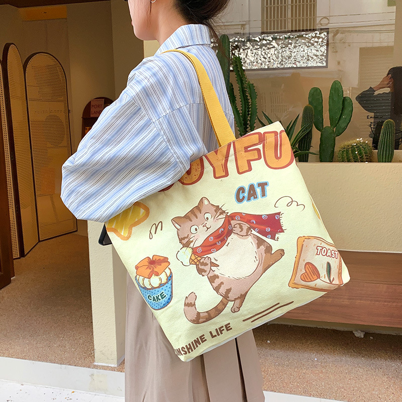 Túi tote vải canvas họa tiết hình mèo