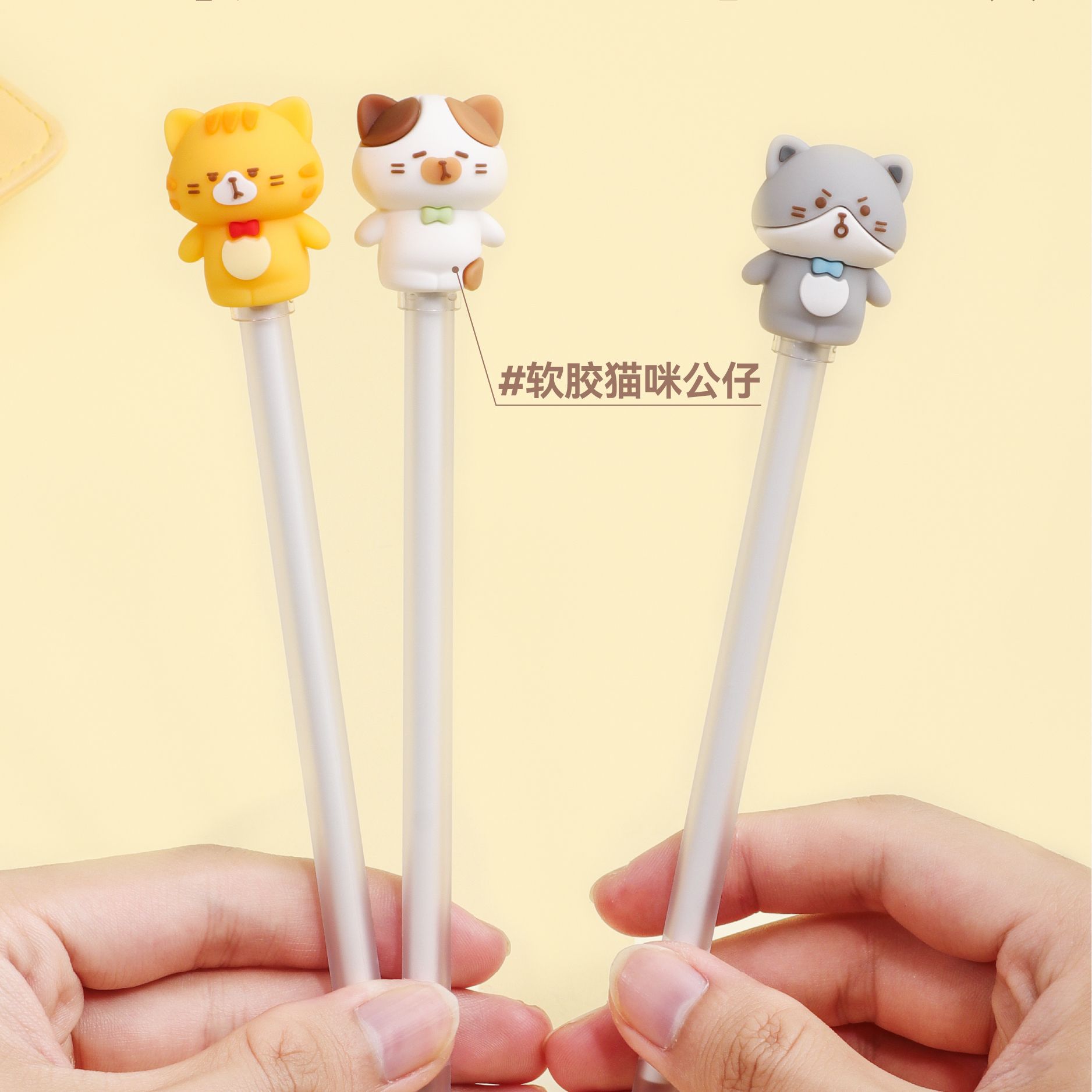 Bút bi, bút gel nắp hình mèo silicon