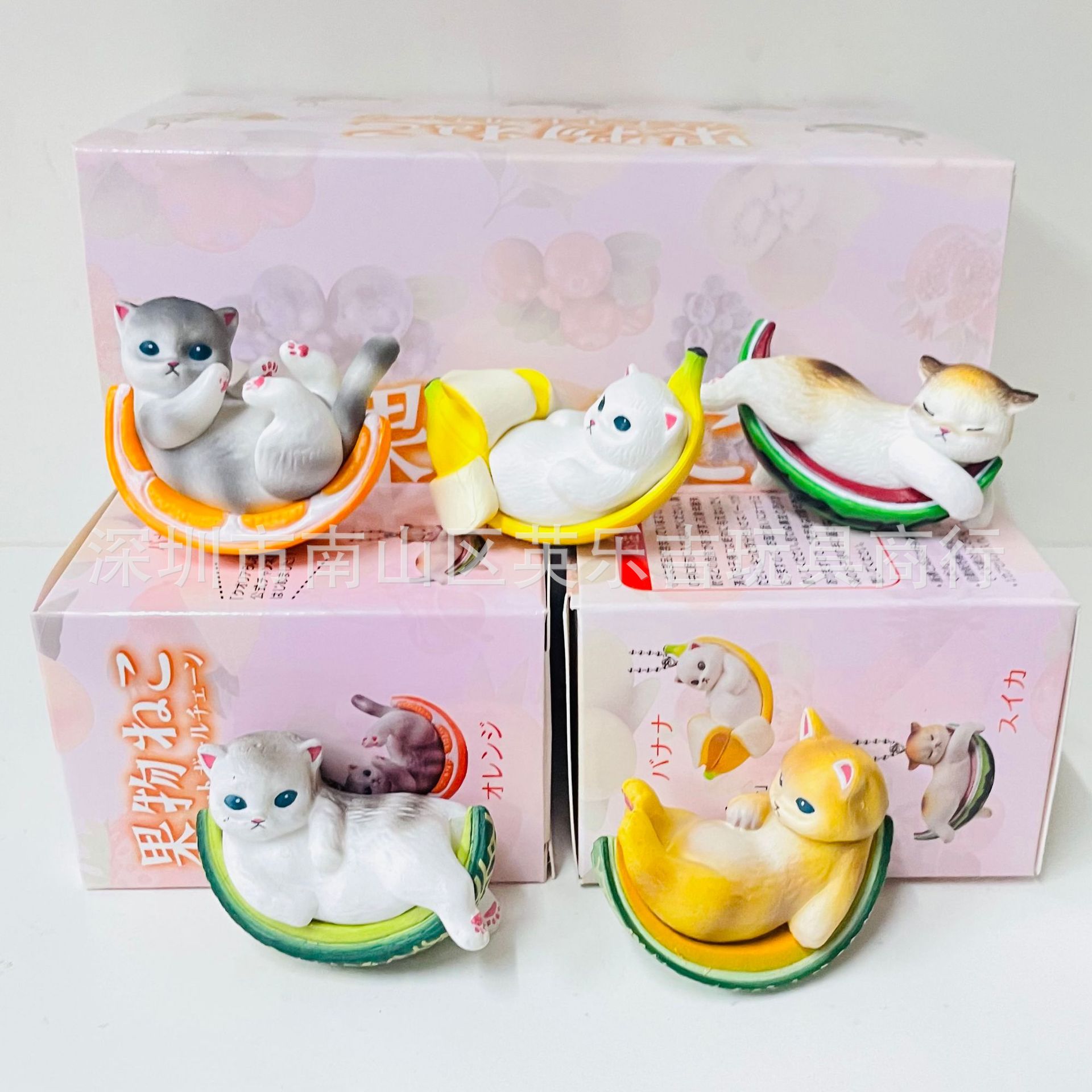 Blindbox mèo nằm trên trái cây