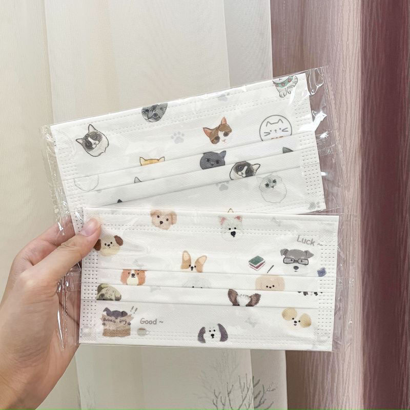 Khẩu trang dùng một lần nhiều loại mèo (set 10c)