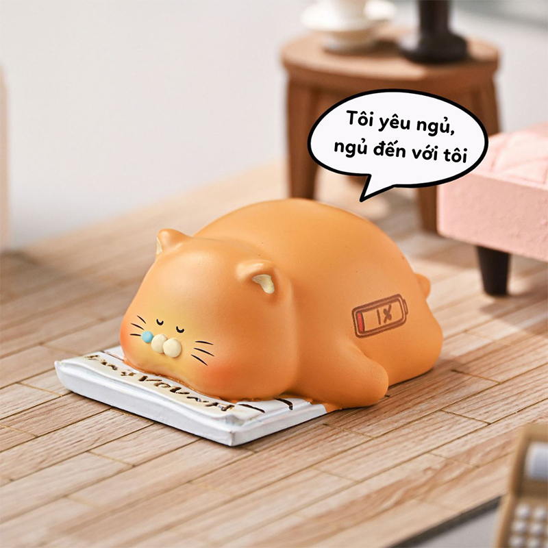Bộ Blind Box Mèo Cam ú Vô Tri Ngộ Nghĩnh Đáng Yêu Dùng Trang Trí Góc Học Tập Bàn Làm Việc - Set gồm 6 hộp