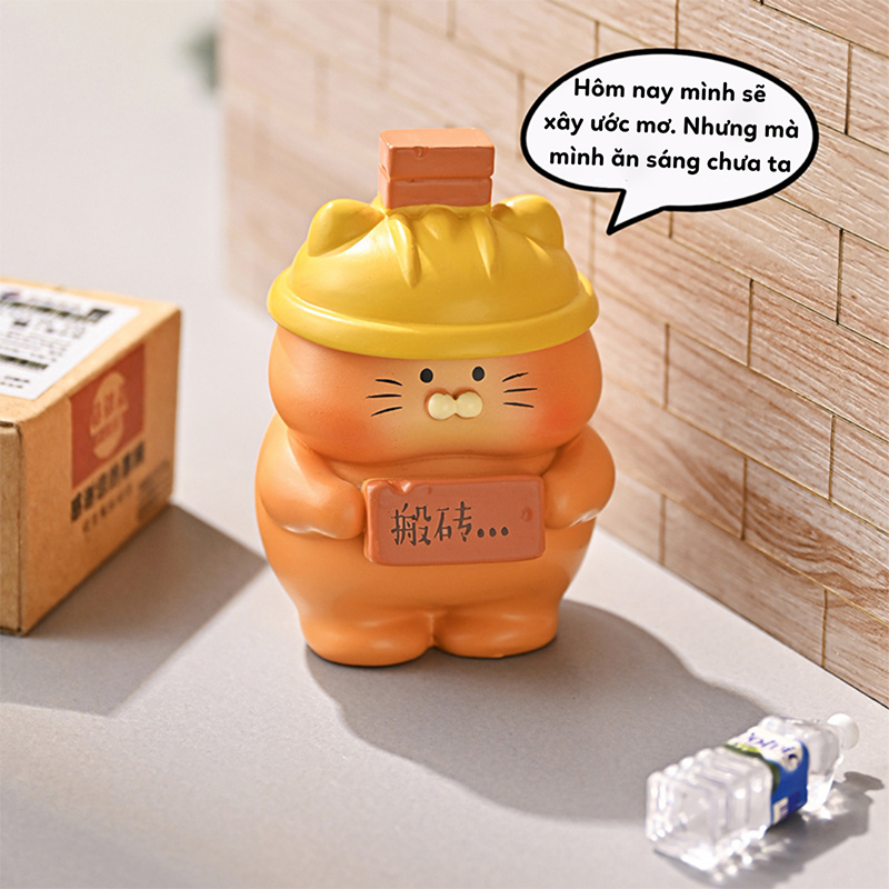 Bộ Blind Box Mèo Cam ú Vô Tri Ngộ Nghĩnh Đáng Yêu Dùng Trang Trí Góc Học Tập Bàn Làm Việc - Set gồm 6 hộp