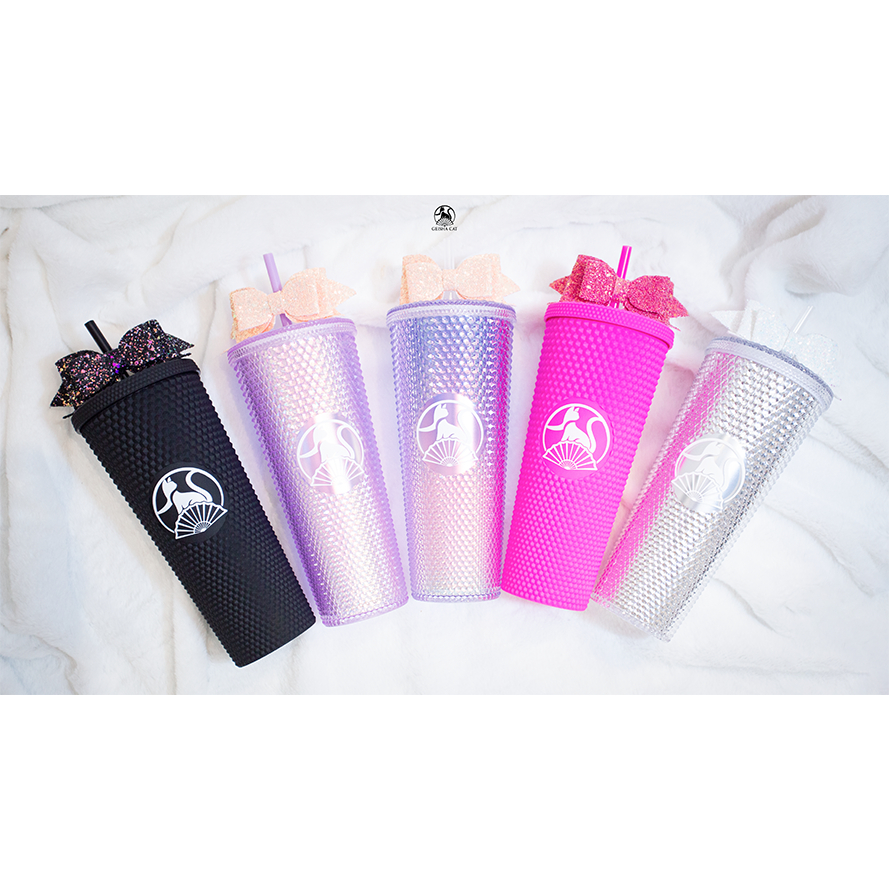 Ly cốc thủy tinh kim cương cao cấp kèm ống hút 710ml chịu nhiệt 80 độ Geisha Cat