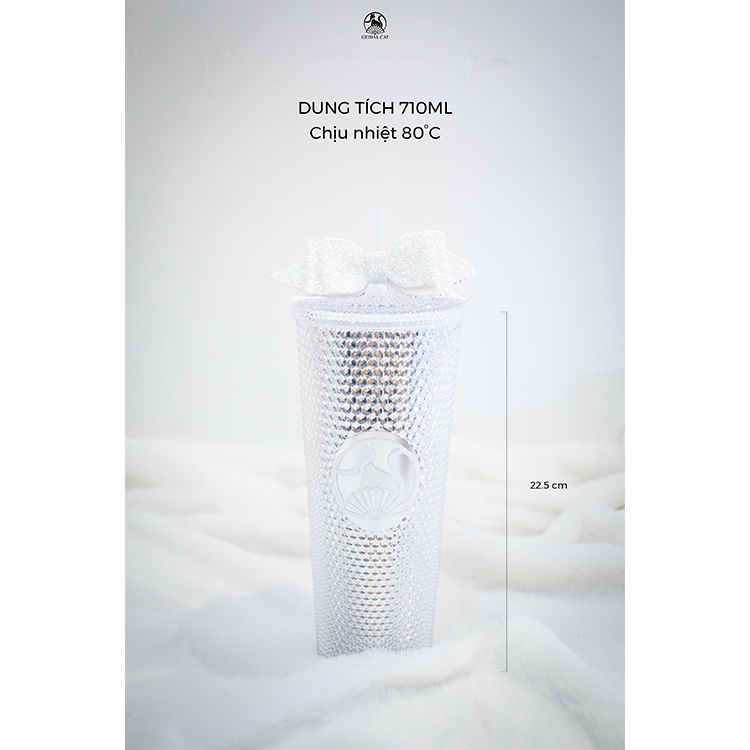 Ly cốc thủy tinh kim cương cao cấp kèm ống hút 710ml chịu nhiệt 80 độ Geisha Cat