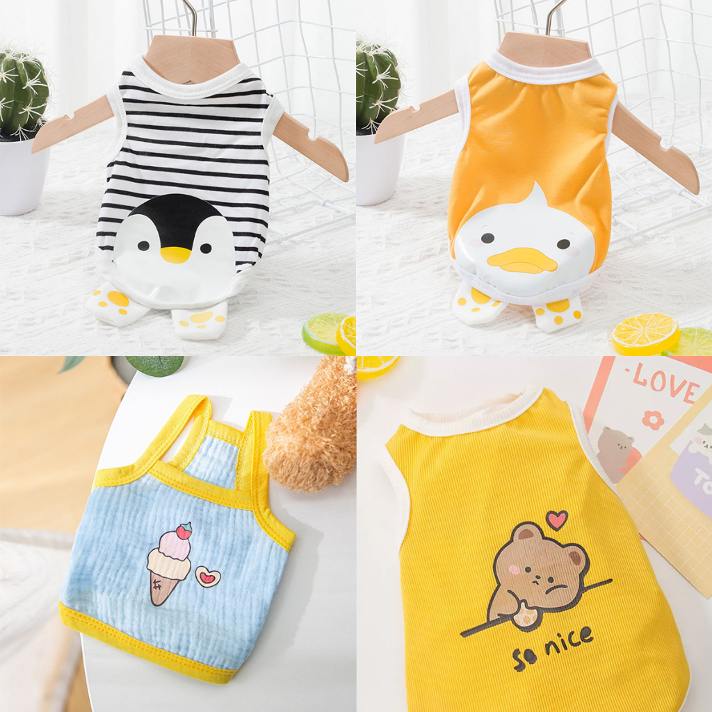 Quần áo chó mèo thú cưng hình vịt cây kem gấu dễ thương vải thoáng khí