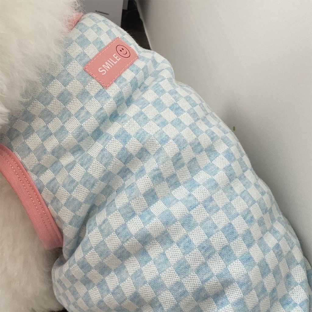 Áo ba lỗ kẻ caro cho thú cưng chó mèo dễ thương thoáng khí chất liệu đẹp