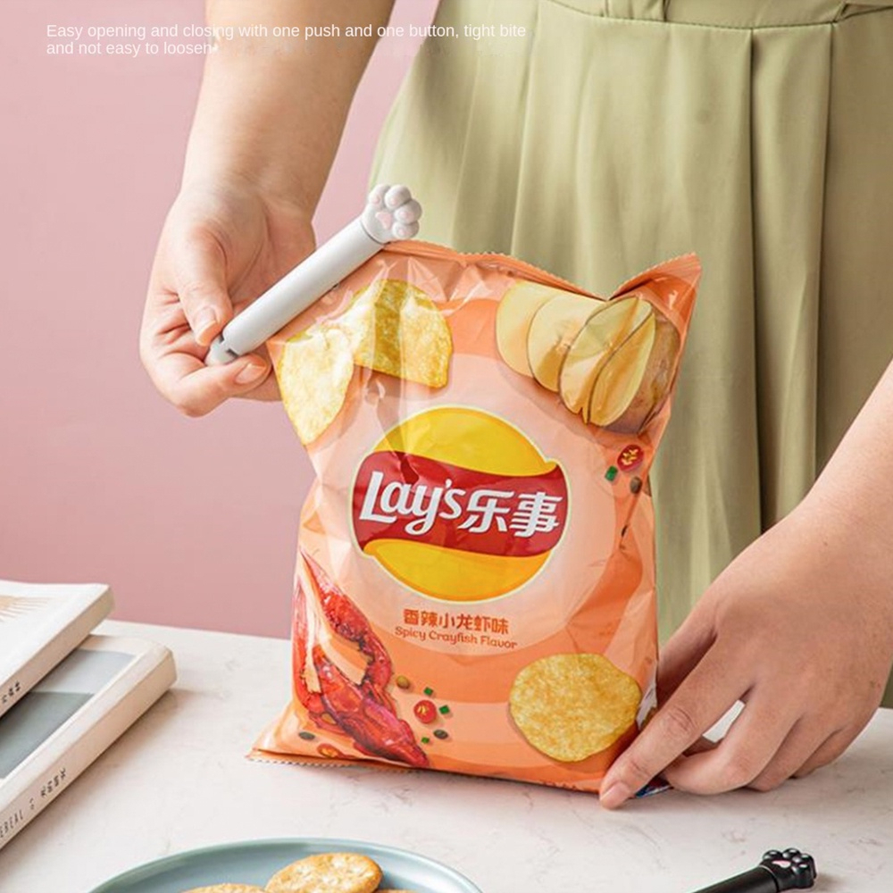 Nẹp Túi Đựng Thực Phẩm Kẹp Niêm Phong Gói Snack chống mốc ẩm Hình Chân Mèo bộ 6 cái