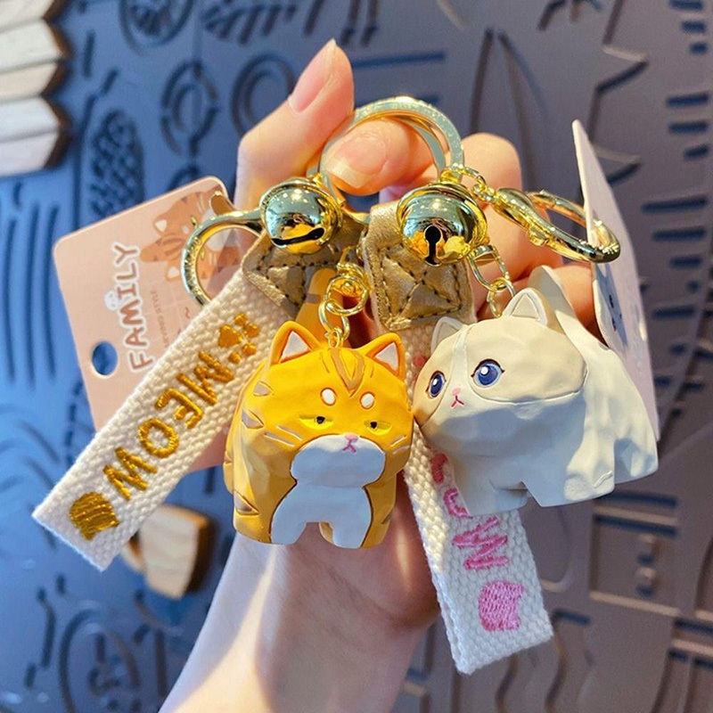 Móc Chìa Khóa Ô Tô Xe Máy Hình Mèo Dễ Thương Handmade Hàn Quốc Phụ Kiện Trang Trí Quà Tặng Bạn Bè Người Thân