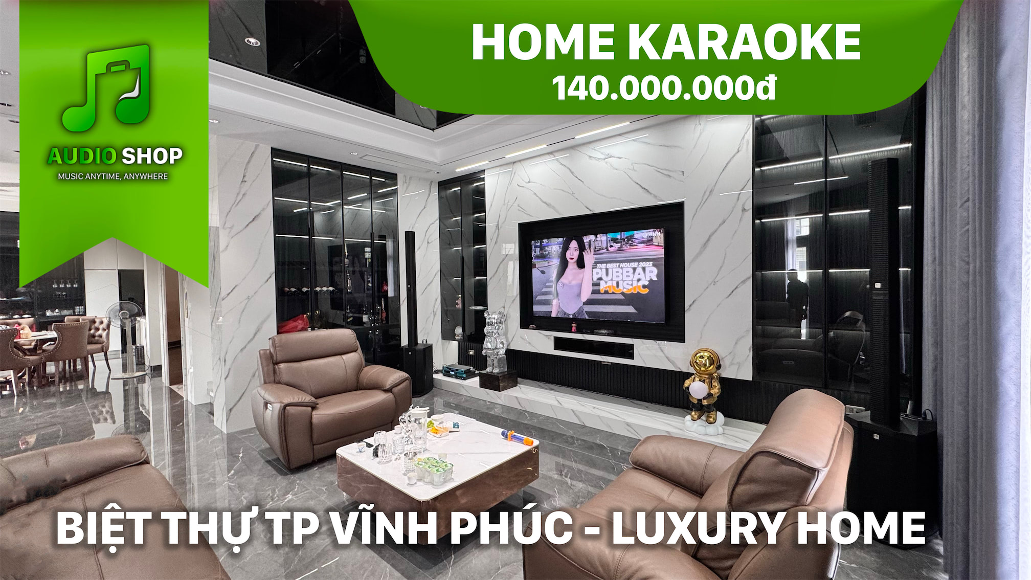 [Home Karaoke] Biệt thự TP Vĩnh Phúc - Cặp loa cột HK Audio - Polar bao trọn không gian sang trọng