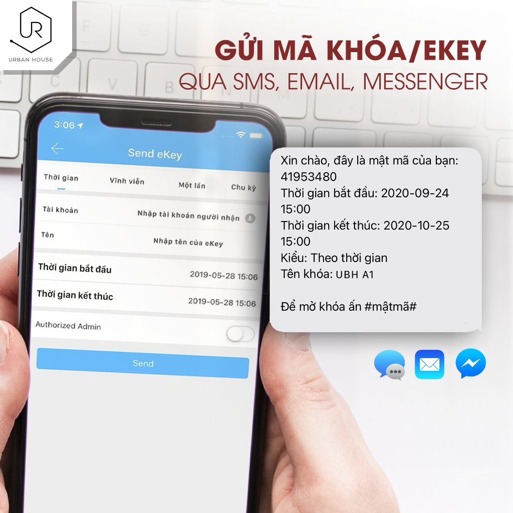 Khóa Urbanhome SC1 7in1 ( Phù hợi cửa nhôm Xingfa)