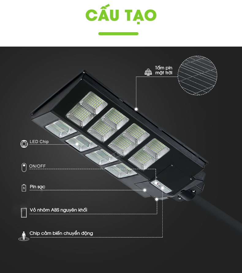 Đèn năng lượng mặt trời liền thể 400W ( Made in VietNam)