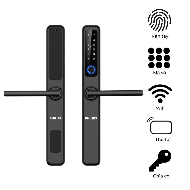 Khóa vân tay cửa nhôm kính Philips DDL608