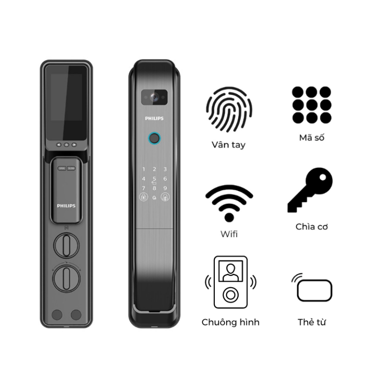 Khóa vân tay Philips DDL303 – Tích hợp chuông hình, Wifi  5.00 trên 5 dựa trên 1đánh giá