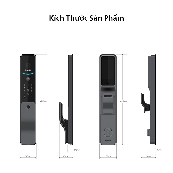 Khóa Cửa Vân Tay PHILIPS DDL702-FVP-7HWS