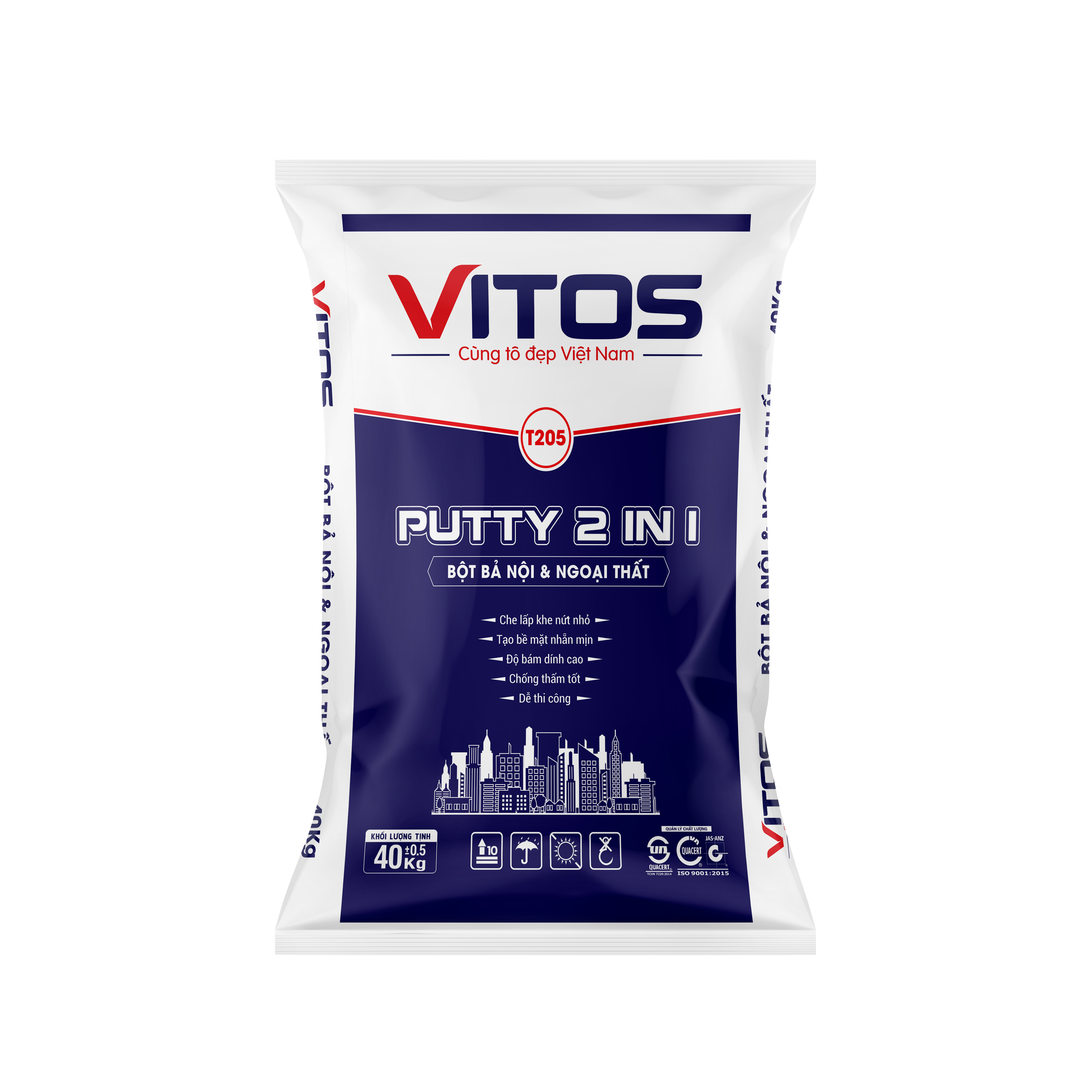 Bột bả nội và ngoại thất VITOS PUTTY 2 IN 1