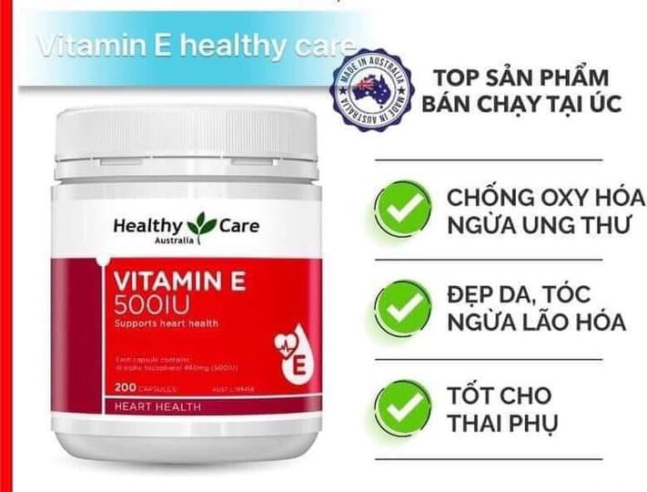 Viên uống bổ sung vitamin E Healthy Care 500IU 200 viên