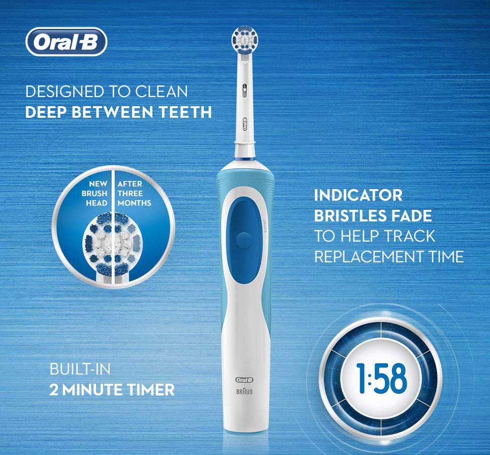 Bàn chải đánh răng điện Oral-B Vitality Braun, Pro White, 1 đầu bàn chải
