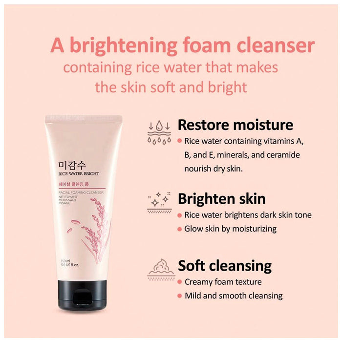 Sữa Rửa Mặt Gạo Rice Water Bright Cleansing Foam The Face Shop- 150ml