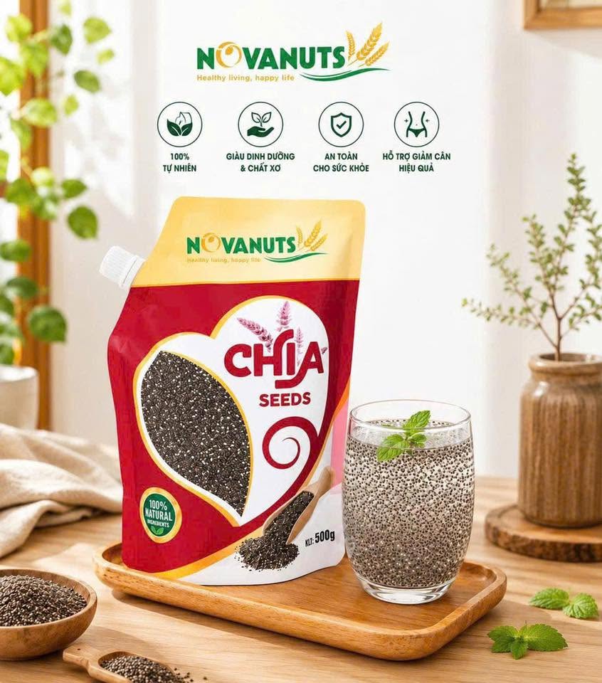 Hạt Chia hữu cơ Novanuts nhập khẩu Ấn Độ 500g