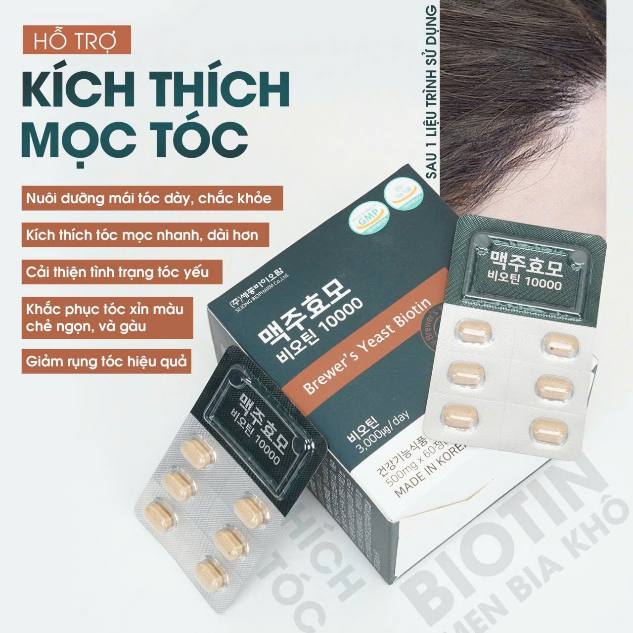 Viên uống mọc tóc Brewer’s Yeast Biotin Hàn Quốc 60 viên