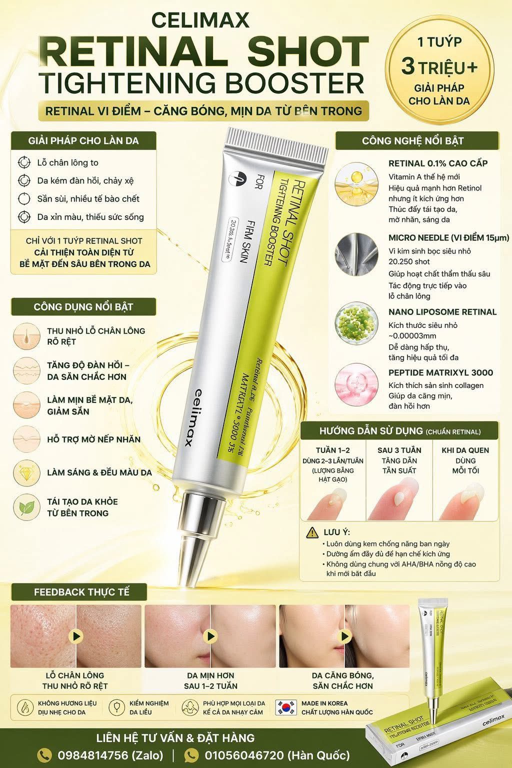 Tinh chất dưỡng Celimax Vita A Retinal Shot Tightening Booster Hàn Quốc 15ml