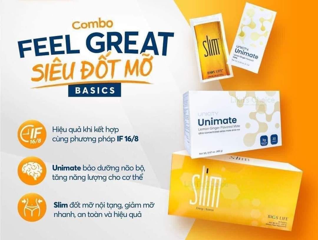 {FEEL GREAT} SLIM VÀ UNIMATE CHANH GỪNG, BỘ ĐÔI SẢN PHẨM TĂNG TỐC ĐỐT MỠ, SỨC KHỎE TIÊU HÓA
