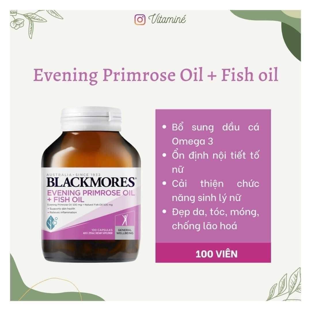 Tinh dầu hoa anh thảo kết hợp dầu cá Blackmores 100 viên lọ thủy tinh
