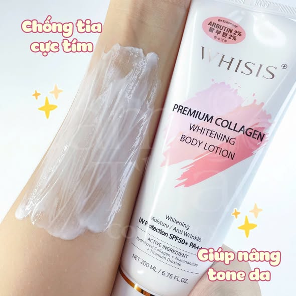 KEM DƯỠNG THỂ NÂNG TÔNG VÀ CHỐNG NẮNG WHISIS PREMIUM COLLAGEN 200ml- Hàn Quốc