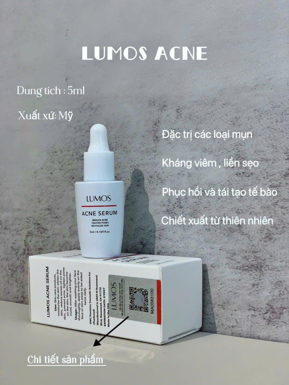 Serum Mụn Lumos Acne GC Nature USA, Lọ 5mL Giúp Ngăn Ngừa Và Làm Se Khô Nhanh Các Nốt Mụn Trên Da