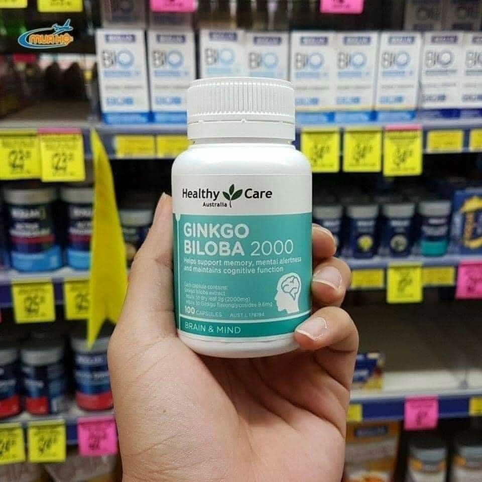 Viên Uống Bổ Não Ginkgo Biloba Healthy Care Úc 2000mg - 100 Viên
