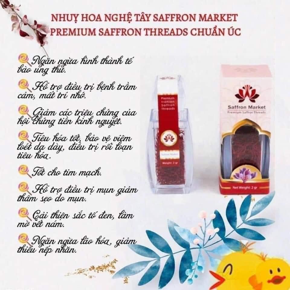 Nhuỵ hoa nghệ tây Saffron Market Úc 2g Safron- Đẹp da, mờ nám, tàn nhang