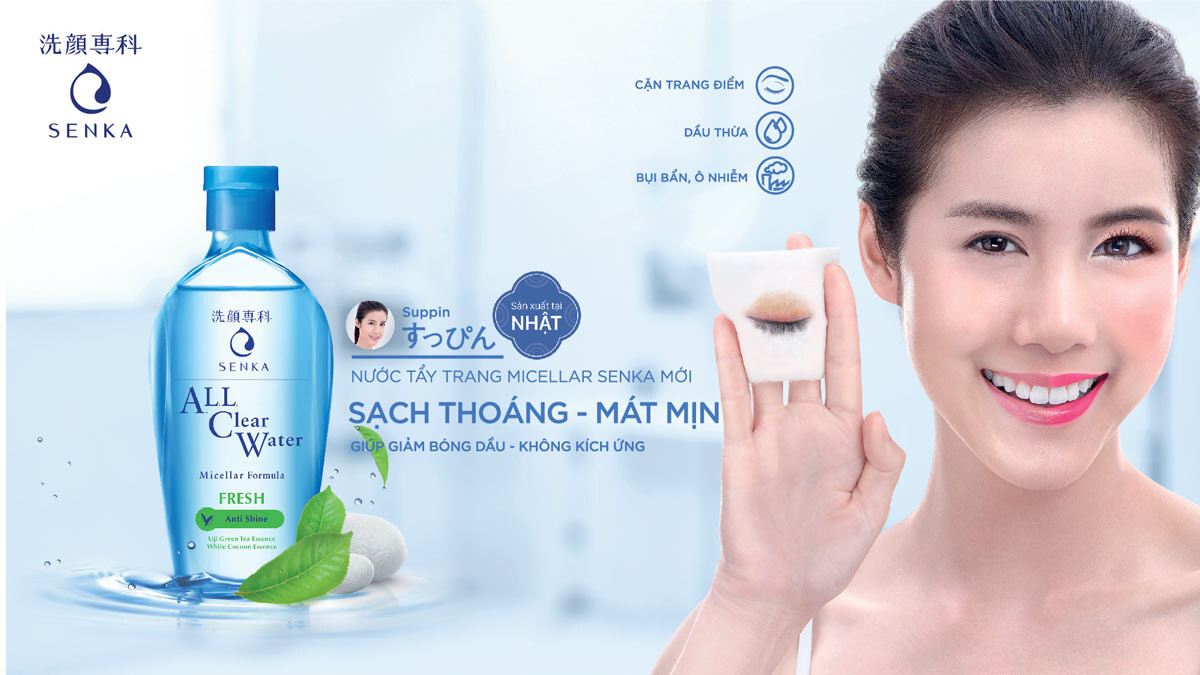 Nước Tẩy Trang Senka Ngừa Mụn Kiểm Soát Nhờn All Clear Water Micellar Formula Fresh Anti Shine 230ml( xách tay Nhật Bản)