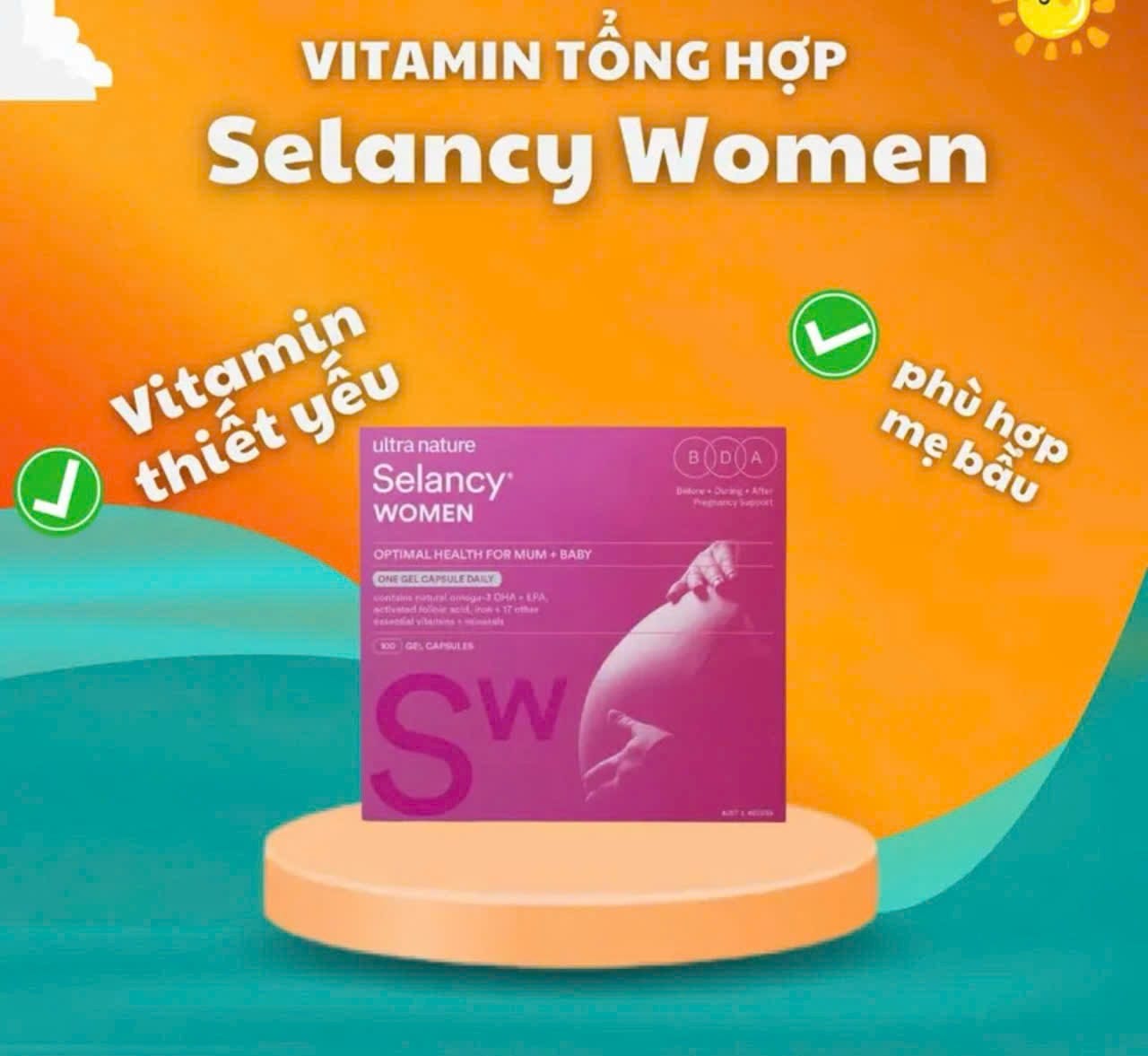 Vitamin Bầu Selancy Vitamin 100 viên xách tay Úc