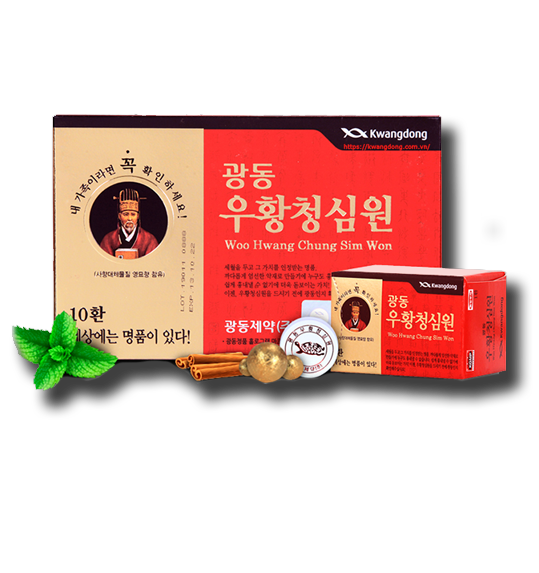 🌹An cung ngưu hoàng hoàn Hoo Hwang Chung Sim Won Kwangdong Ông Cụ- Hàng mua trực tiếp hiệu thuốc Hàn