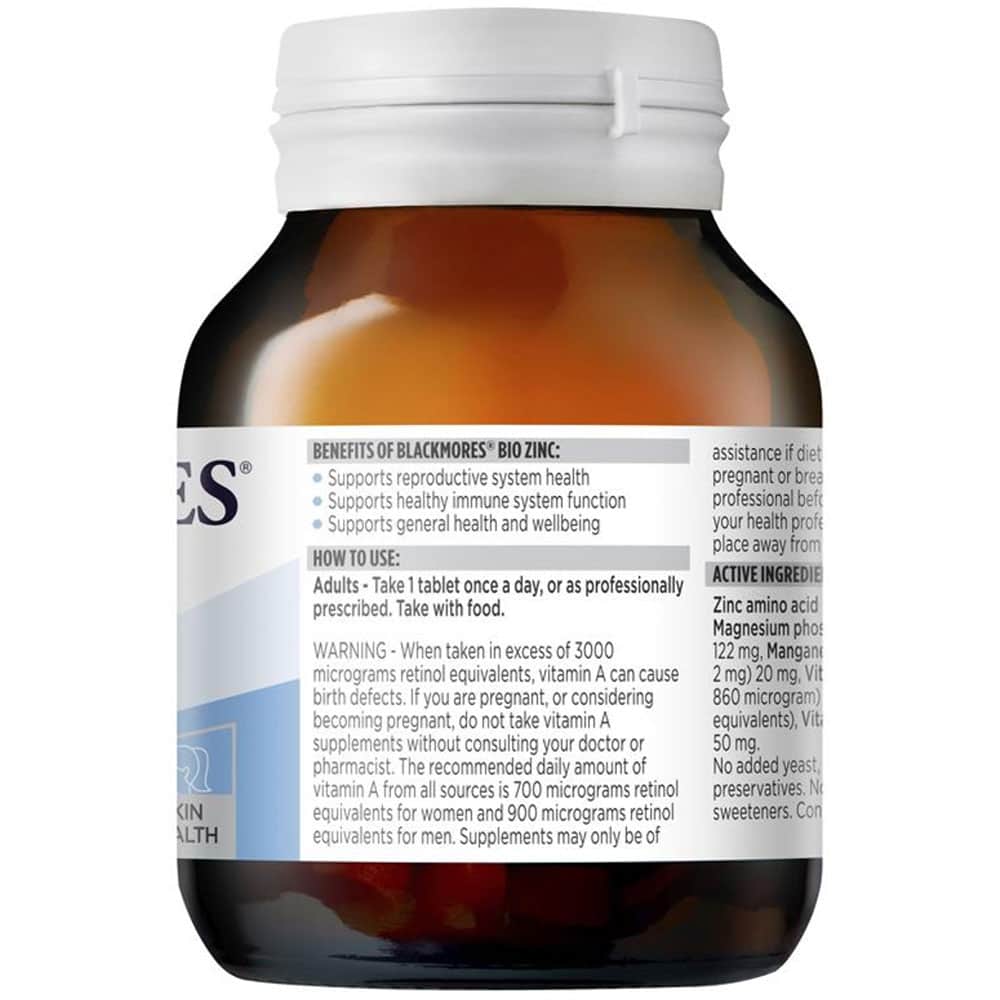 Viên bổ sung kẽm Blackmores- Úc (84 viên) hỗ trợ cân bằng nội tiết, trị mụn, lành vết thương