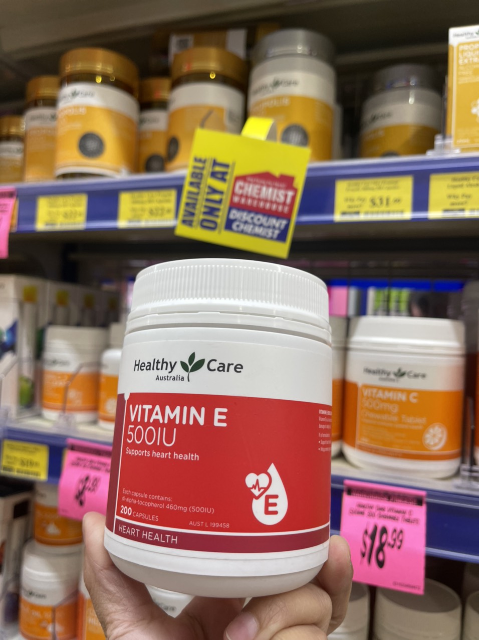 Viên uống bổ sung vitamin E Healthy Care 500IU 200 viên