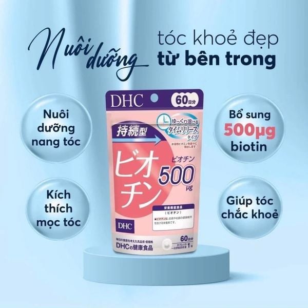 DHC Combo Kích Mọc Tóc 60 Ngày Nhật Bản ( DHC Kẽm 60viên, DHC Biotin 60 viên)