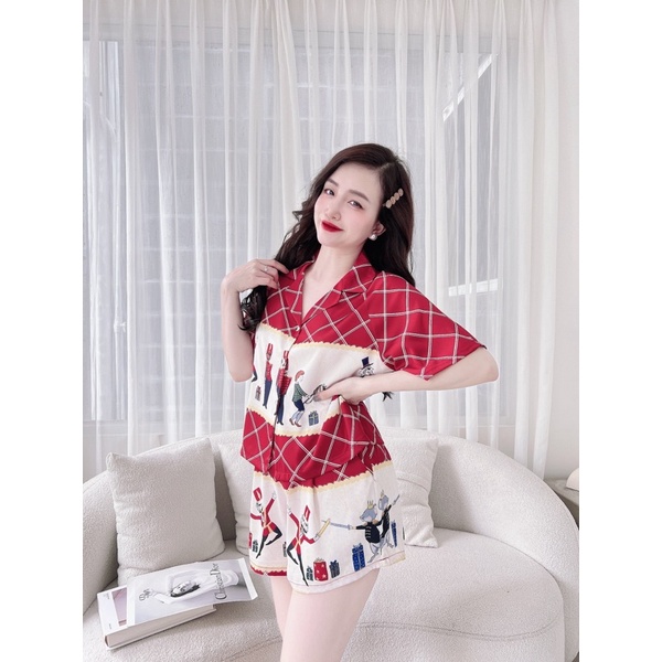 SP_29 Đồ bộ pijama BOLOBALA đùi croptop lụa xước mẫu mới, hàng đẹp cao cấp